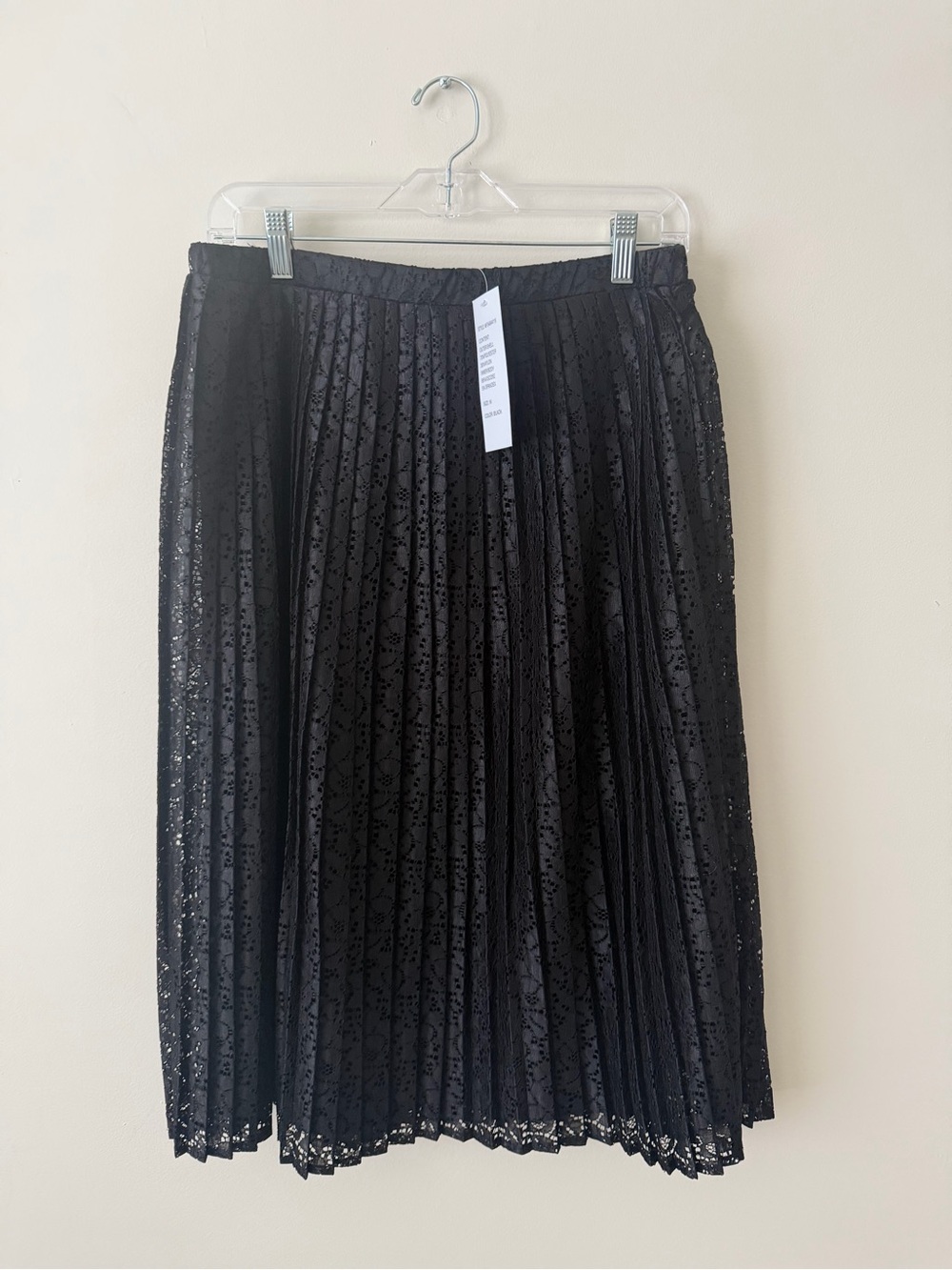 NWT Design History Women's Black Pleated Lace Midi Skirt M